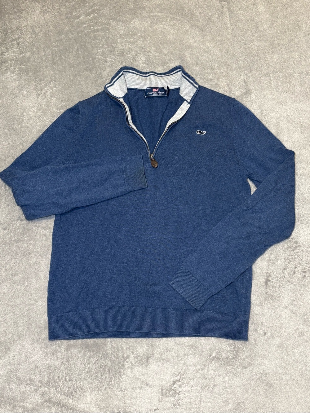 Vineyard Vines Boys L (16) Blue 1/4 Zip Cotton Pullover Sweater